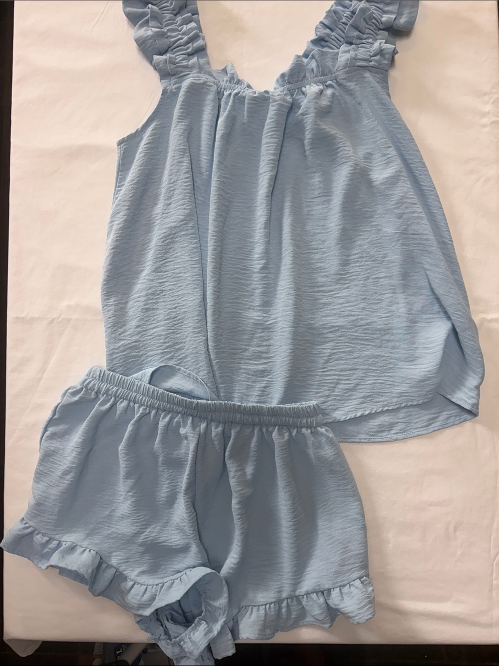 Light Blue Ruffle Tank & Shorts Set - Picture 2 of 3